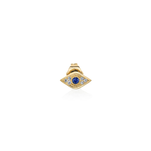 Gold & Diamond Mini Eye with Sapphire Stud