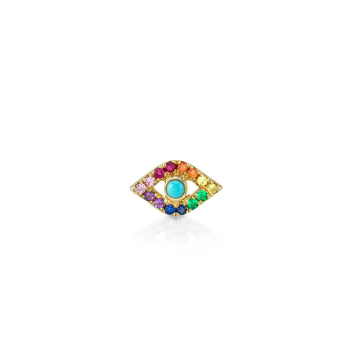 Gold & Diamond Bezel Eye Rainbow Stud