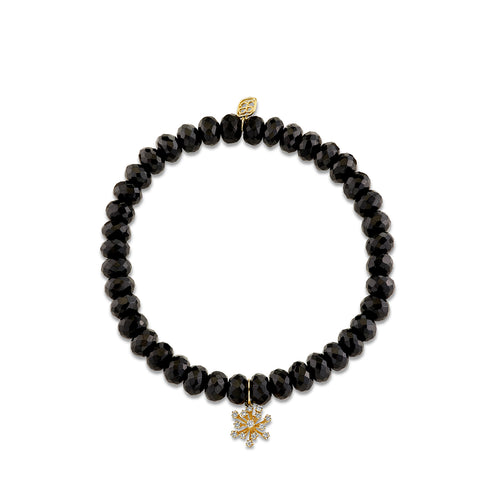 Gold & Diamond Small Burst Flower on Black Spinel