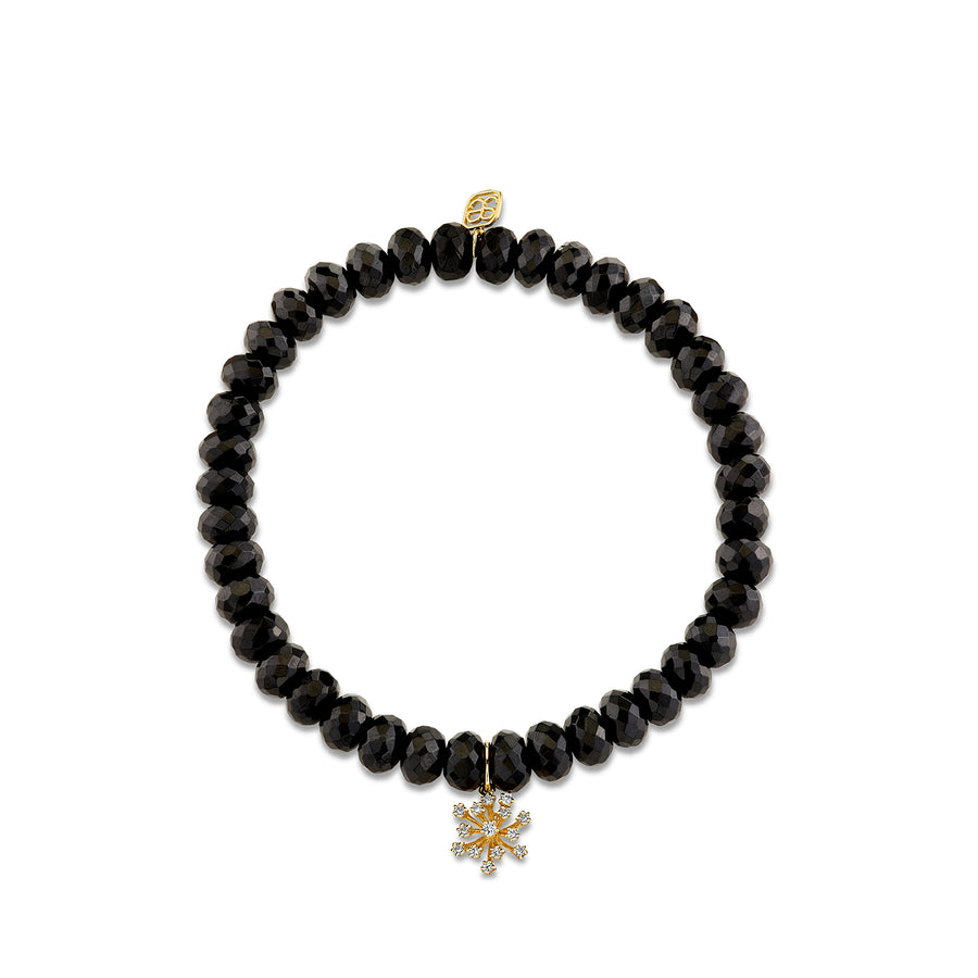 Gold & Diamond Small Burst Flower on Black Spinel - Sydney Evan Fine Jewelry