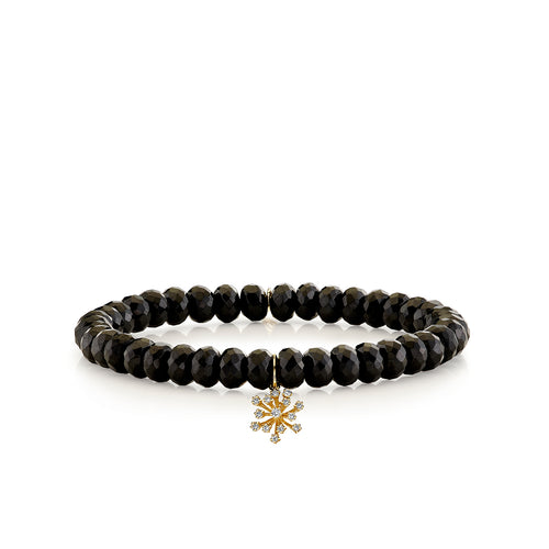 Gold & Diamond Small Burst Flower on Black Spinel