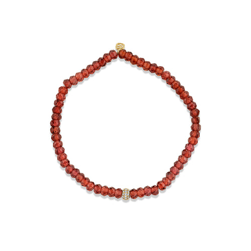 Gold & Diamond Rondelle on Garnet