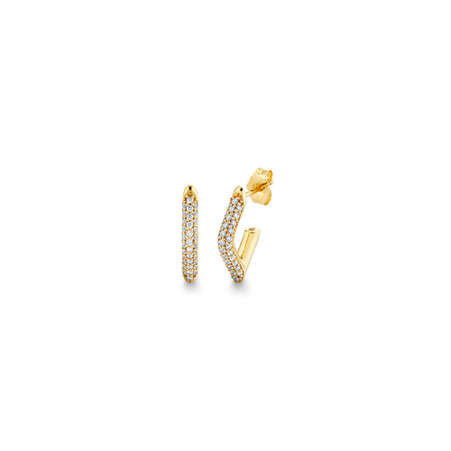 Gold & Diamond Small Pave Hollow Tube Marquise Eye Hoop