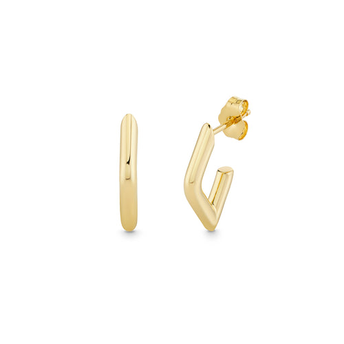 Pure Gold Small Hollow Tube Marquise Eye Hoop