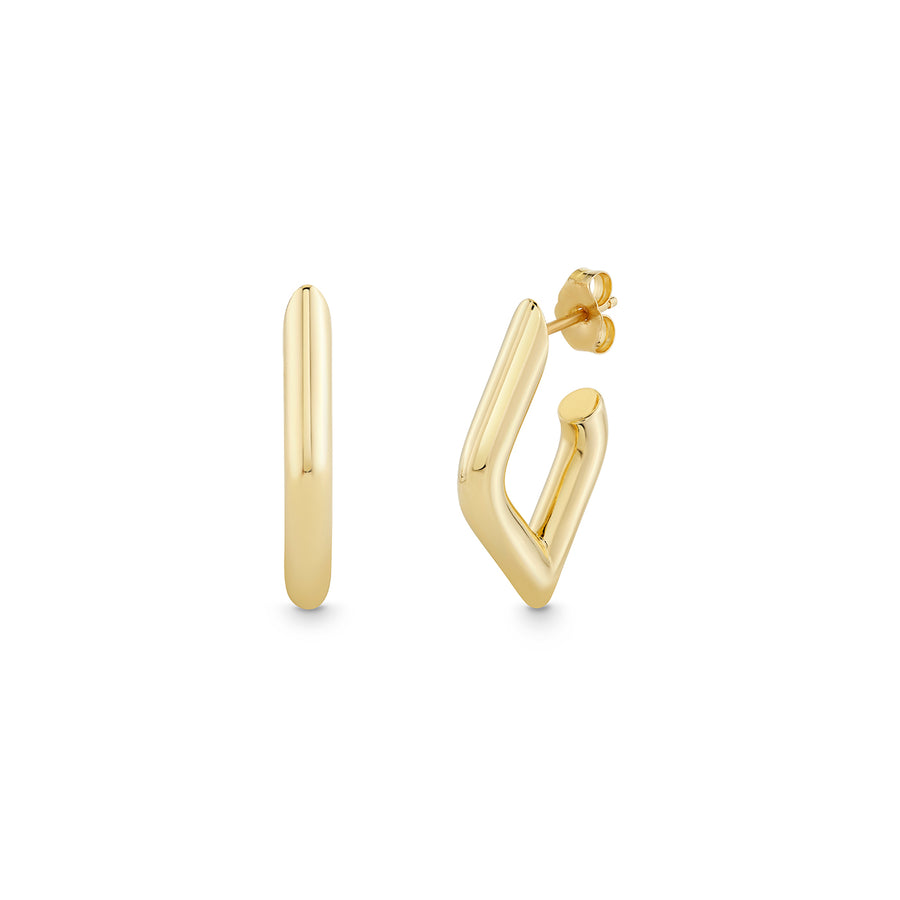 Pure Gold Medium Hollow Tube Marquise Eye Hoops - Sydney Evan Fine Jewelry