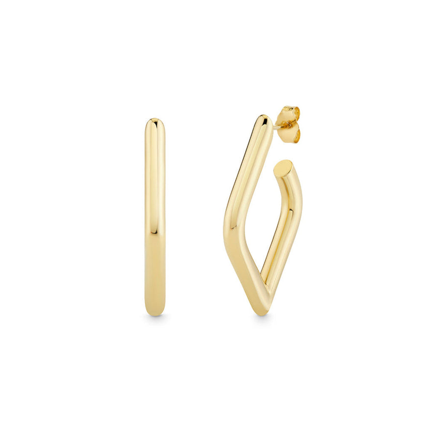 Pure Gold Large Hollow Tube Marquise Eye Hoops - Sydney Evan Fine Jewelry