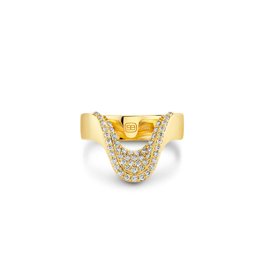 Gold & Diamond Deep Curved Pave Ring