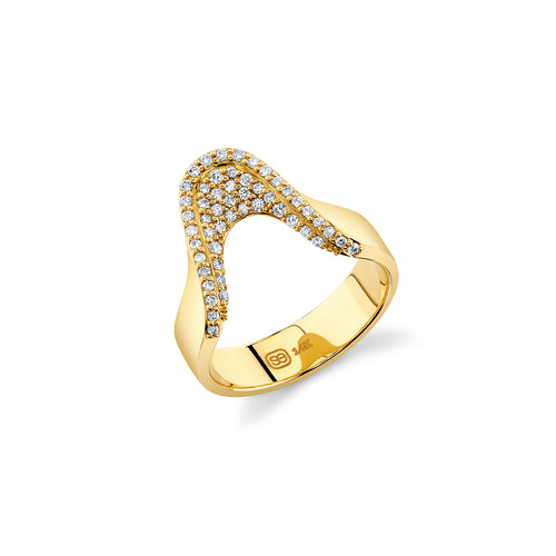 Gold & Diamond Deep Curved Pave Ring