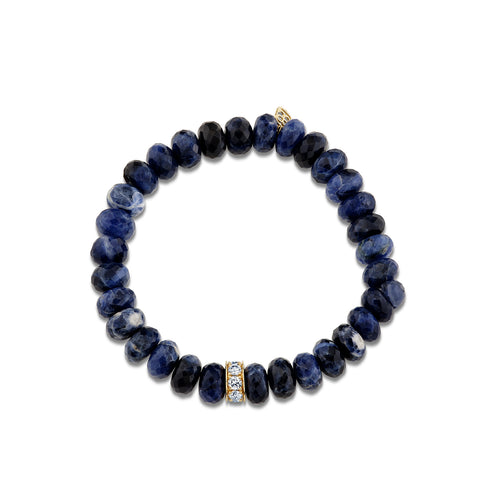 Gold & Diamond 8mm Extra Large Pave Eternity Rondelle on Sodalite