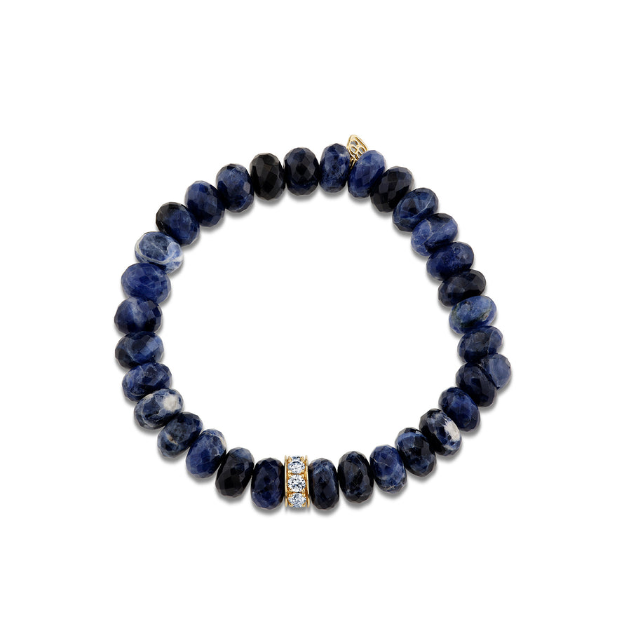 Gold & Diamond 8mm Extra Large Pave Eternity Rondelle on Sodalite - Sydney Evan Fine Jewelry