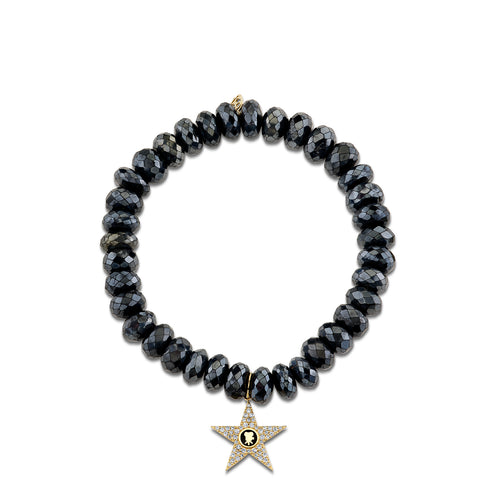 Gold & Diamond Hollywood Star on Black Spinel