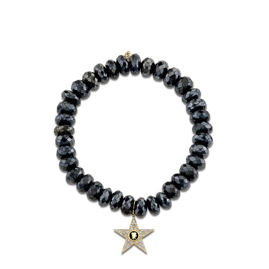 Gold & Diamond Hollywood Star Charm on Black Spinel - Sydney Evan Fine Jewelry