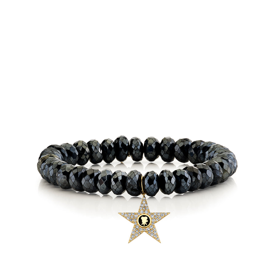 Gold & Diamond Hollywood Star Charm on Black Spinel - Sydney Evan Fine Jewelry