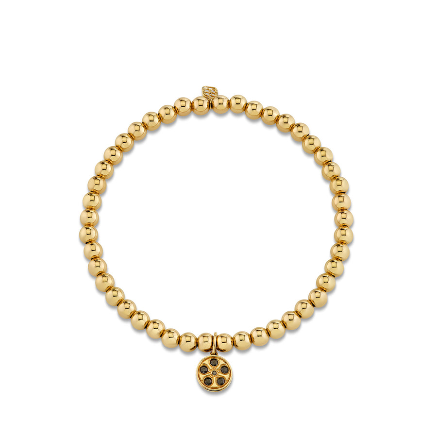 Gold & Diamond Film Reel Charm on Gold Beads - Sydney Evan Fine Jewelry