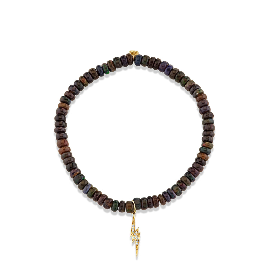 Gold & Diamond Small Lightning Bolt on Opal - Sydney Evan Fine Jewelry