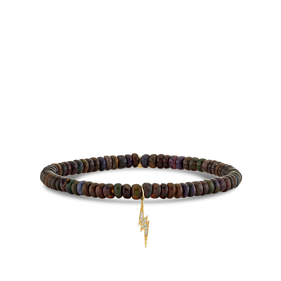 Gold & Diamond Small Lightning Bolt on Opal - Sydney Evan Fine Jewelry