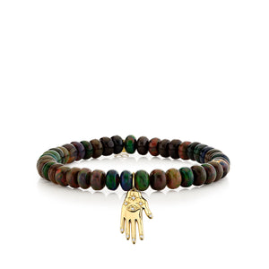 Gold & Diamond Eye Hand Charm on Black Opal - Sydney Evan Fine Jewelry