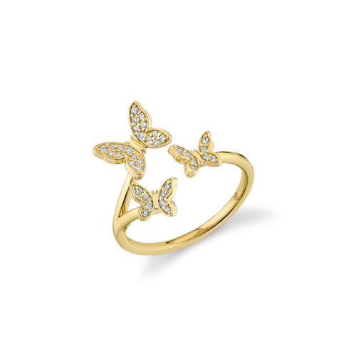 Gold & Diamond Butterfly Cuff Ring