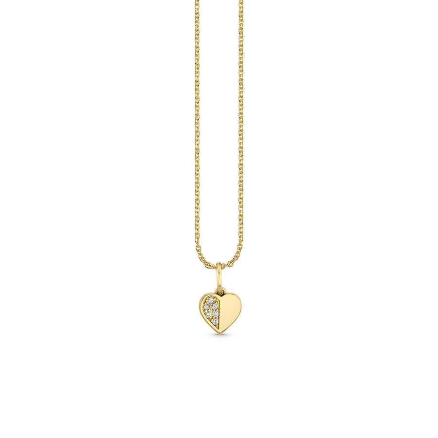 Gold & Diamond Baby Half Pave Heart Charm - Sydney Evan Fine Jewelry