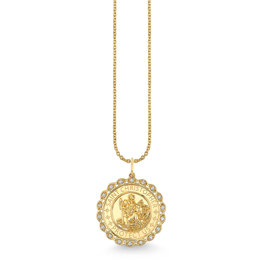 Gold & Diamond Saint Christopher Coin Charm - Sydney Evan Fine Jewelry