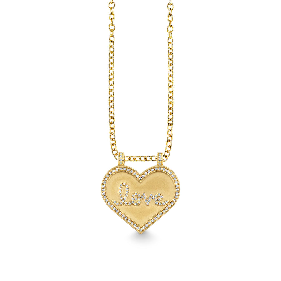 Gold & Diamond Love Script Heart Necklace - Sydney Evan Fine Jewelry