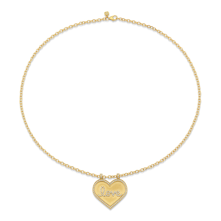 Gold & Diamond Love Script Heart Necklace - Sydney Evan Fine Jewelry