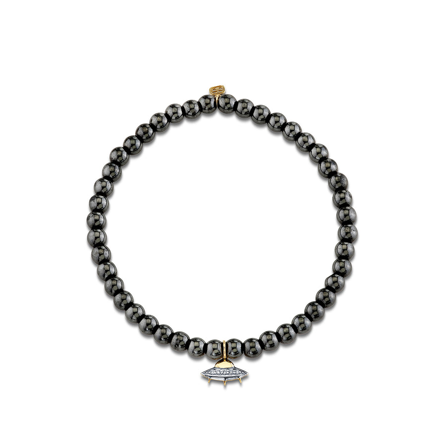 Gold & Diamond Flying Saucer on Hematite - Sydney Evan Fine Jewelry