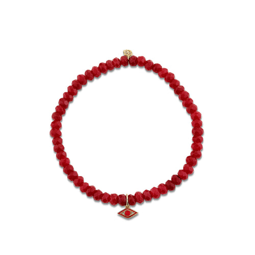 Gold & Enamel Tiny Protective Eye on Jade