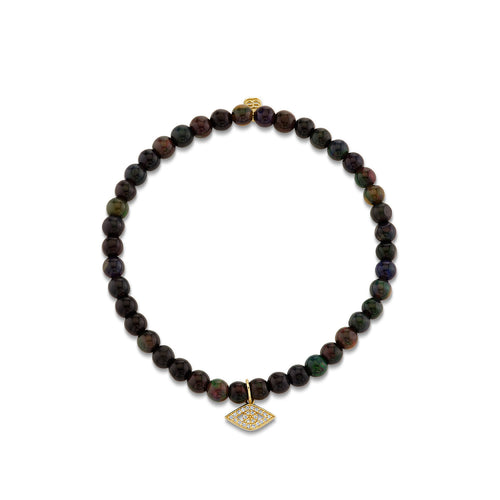 Gold & Diamond Tiny Pave Eye Charm on Black Opal