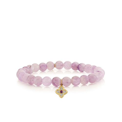 Gold & Diamond Moroccan Flower on Amethyst