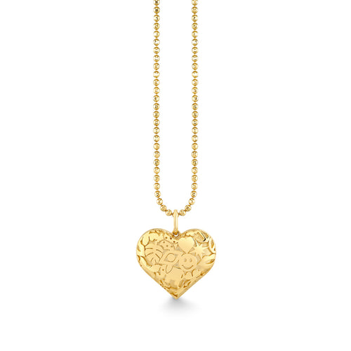 Gold & Diamond Wallpaper Heart Locket Charm