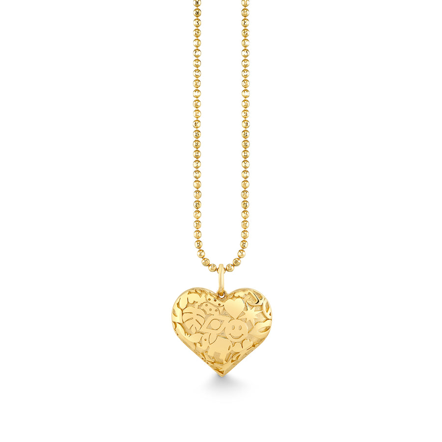 Gold & Diamond Wallpaper Heart Locket Charm - Sydney Evan Fine Jewelry