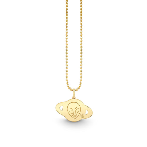 Gold & Diamond Celestial Enamel Saturn Charm
