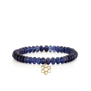 Gold & Diamond Cosmos Charm on Blue Sapphire - Sydney Evan Fine Jewelry