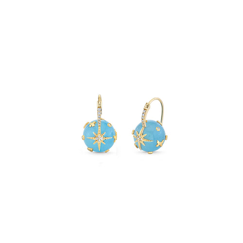 Gold & Diamond Icon Starburst Bead Earring
