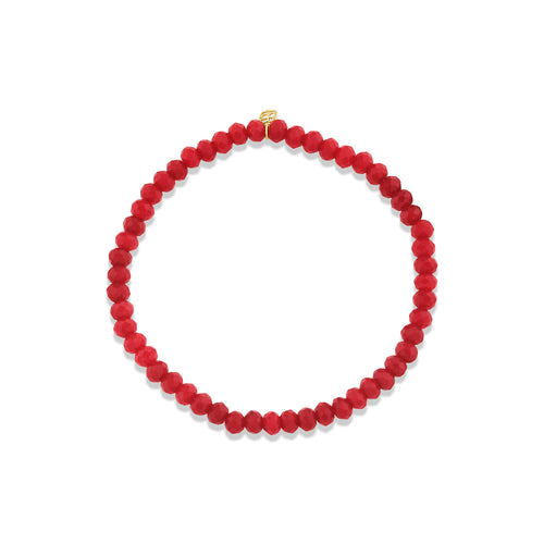 4mm Dark Red Jade Faceted Rondelle Bracelet