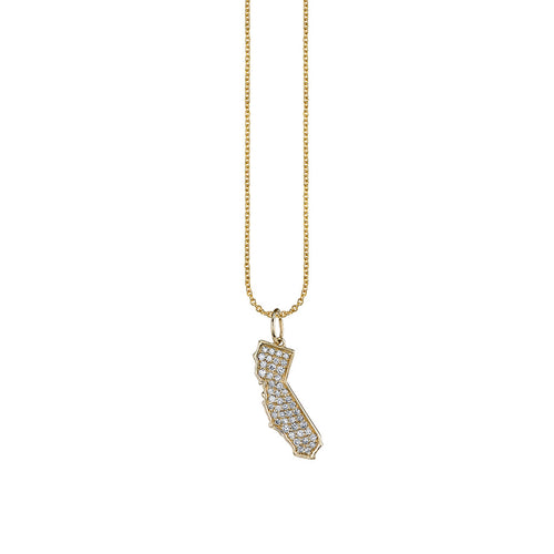 Gold & Diamond California State Necklace