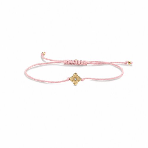 Gold & Diamond Moroccan Flower Cord Bracelet