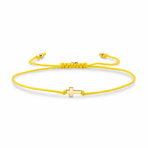 Pure Gold Tiny Cross Bead Cord Bracelet
