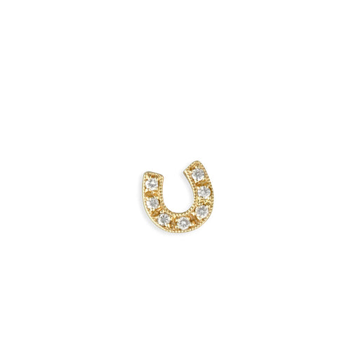 Gold & Diamond Horseshoe Stud