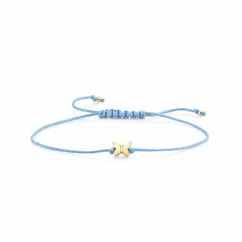 Pure Gold Tiny Butterfly Bead Cord Bracelet