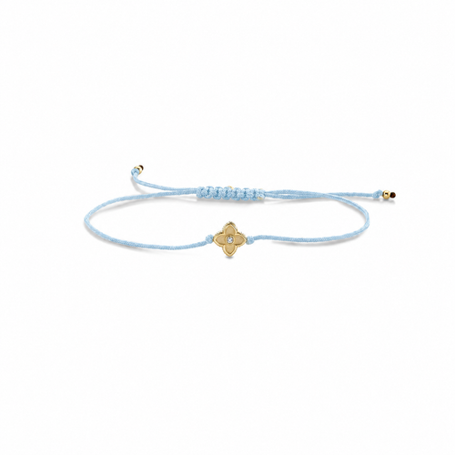 Gold & Diamond Moroccan Flower Cord Bracelet