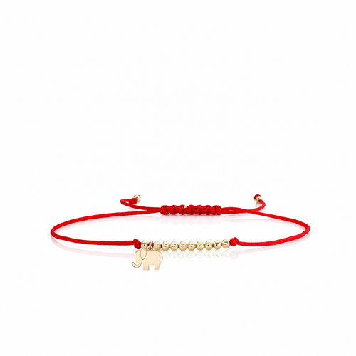 Pure Gold Tiny Elephant Cord Bracelet
