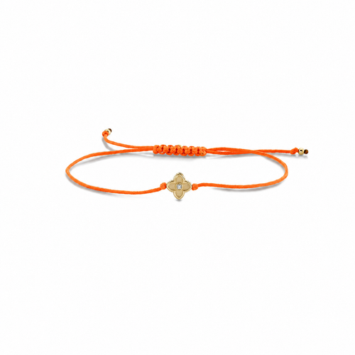 Gold & Diamond Moroccan Flower Cord Bracelet