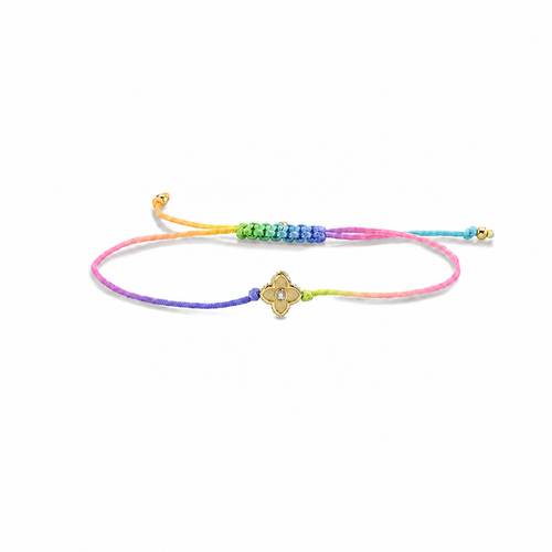 Gold & Diamond Moroccan Flower Cord Bracelet