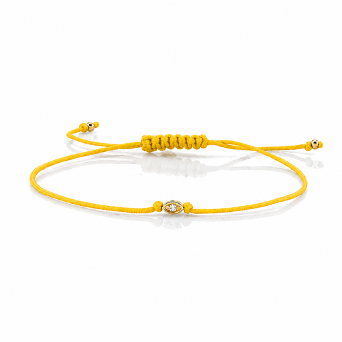 Gold & Diamond Tiny Marquise Eye Cord Bracelet