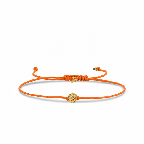 Gold & Diamond Rose Cord Bracelet
