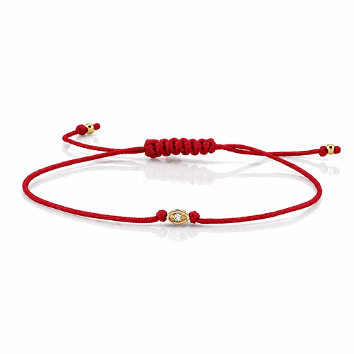 Gold & Diamond Tiny Marquise Eye Cord Bracelet