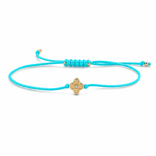 Gold & Diamond Moroccan Flower Cord Bracelet