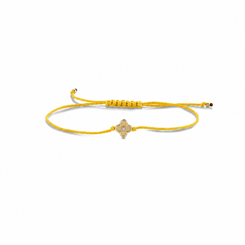 Gold & Diamond Moroccan Flower Cord Bracelet